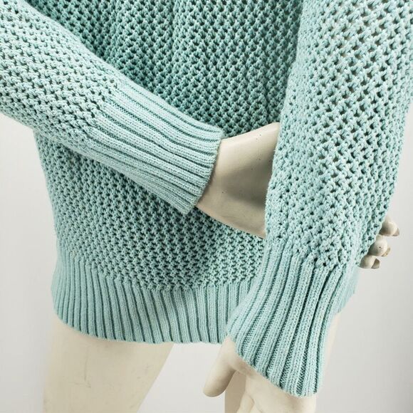 Mossimo Open Knit Tunic Sweater Women's Size Medium Green Scoop Neck Cable *Flaw - Picture 8 of 12